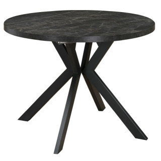 Okrúhly jedálenský rozkladací stôl, 100cm, betón tmavý, čierny