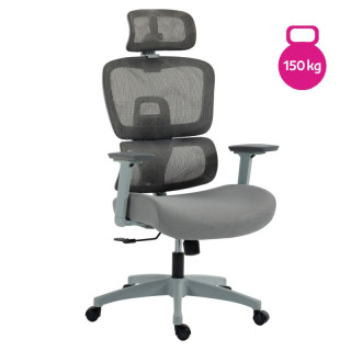Ergonomické kancelárske kreslo, svetlosivé, sivé so sieťovinou