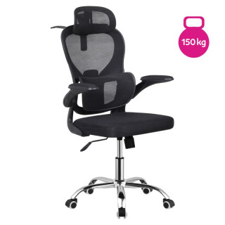 Ergonomické kancelárske kreslo v čiernej sieťovine, podstava chróm