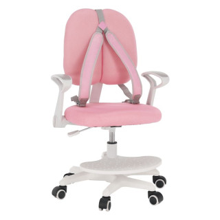 Ergonomická rastúca stolička s podnožou a trakmi, ružová