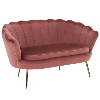 Lavica v štýle Art-deco, ružová Velvet látka-gold chróm-zlatý