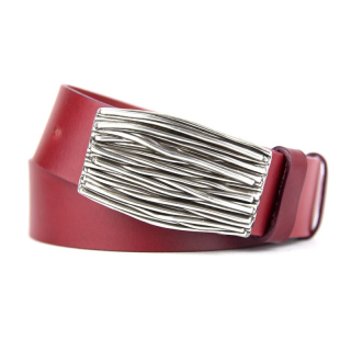 Kožený opasok STEM, šírka 4cm - Bordová