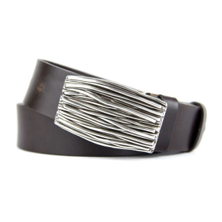 Kožený opasok STEM, šírka 4cm - Tmavo hnedá