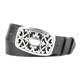 Kožený opasok YARD, šírka 4cm - Olivová