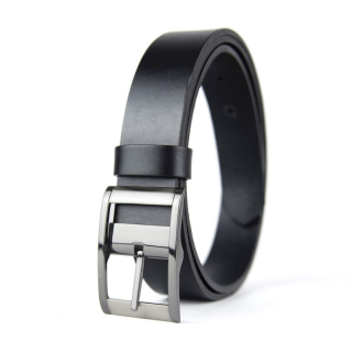 Kožený opasok FREEDOM, šírka 3.3cm - Čierna