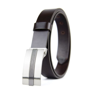 Kožený opasok BOX, šírka 3.3cm - Tmavo hnedá