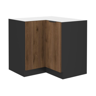 Spodná rohová skrinka, orech okapi-čierna, 90x90 DN 2F BB, 2x dvierka