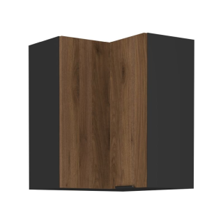 Horná rohová skrinka, orech okapi-čierna, 60x60 GN-72 2F, 2x dvierka