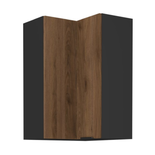 Horná rohová skrinka, orech okapi-čierna, 60x60 GN-90 2F, 2x dvierka