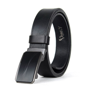 Luxusný kožený opasok s brzdou, šírka 3.5cm – WAVY, čierna