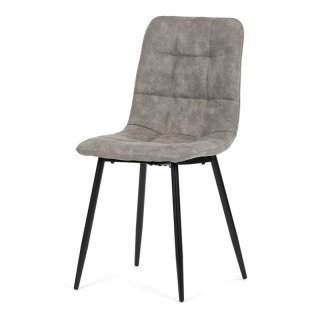 Jedálenská minimalistická stolička v industriálnom štýle, sivá vintage látka