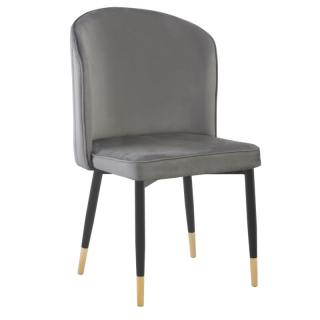 Elegantná jedálenská stolička sivá Velvet látka-čierna
