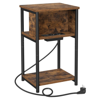 Odkladací stolík 30x34x58 cm, MDF old wood s USB a zásuvkou