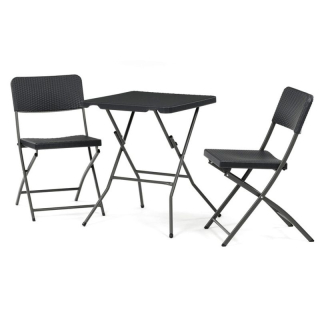 Záhradný set 1+2, plastový, sivý