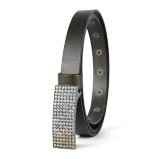 Dámsky kožený opasok SWAROVSKI BROWN, šírka 2cm, Olivový