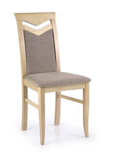 Elegantná jedálenská stolička, sivá látka, drevo dub sonoma