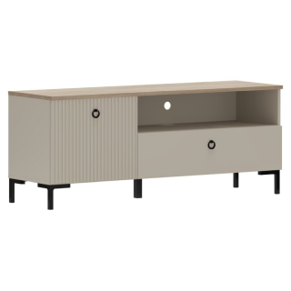 Dizajnový TV stolík 1K1S, sivohnedá Taupe, dub silverjack