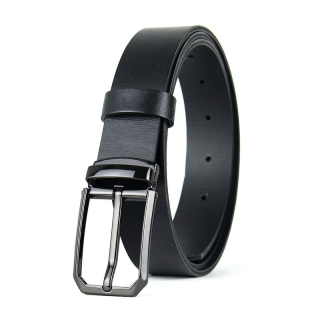 Kožený opasok PLATINUM, šírka 3,3 cm, Čierny