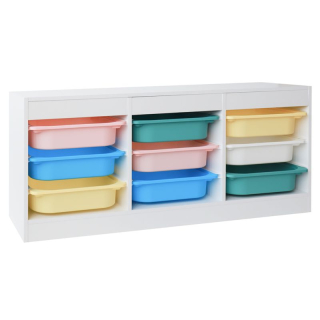 Organizér s úložnými boxami, biely, mix farieb