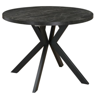 Okrúhly jedálenský rozkladací stôl, 100cm, betón tmavý, čierny