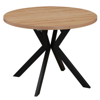 Okrúhly jedálenský rozkladací stôl, 100cm, dub svetlý, čierny