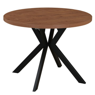 Okrúhly jedálenský rozkladací stôl, 100cm, dub tmavý, čierny