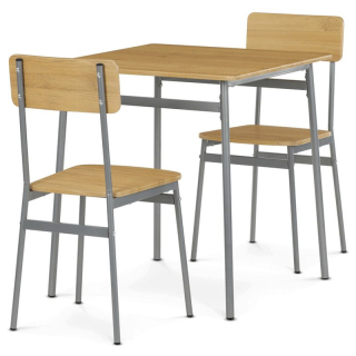 Jedálenský set 1+2, MDF dub svetlo hnedý so sivou kovovou podnožou