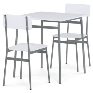 Jedálenský set 1+2, MDF biela so sivou kovovou podnožou