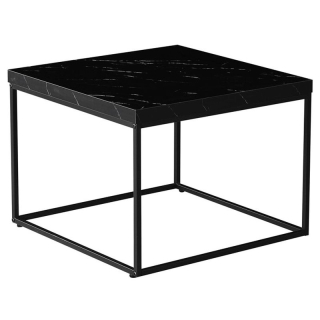 Konferenčný stolík 60x60cm, MDF čierny mramor, čierna podnož