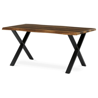Jedálenský stôl 160x90, MDF old wood, nohy kov čierny v tvare X