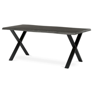 Jedálenský stôl 180x90, MDF sivý dub, nohy kov čierny v tvare X