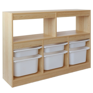 Organizér s úložnými boxami, DTD dub, plast biely