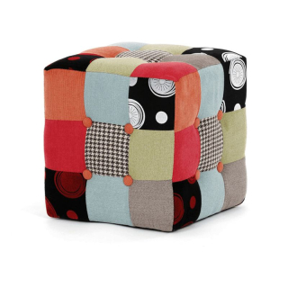 Taburet 34 cm, viacfarebná látka patchwork