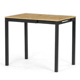 Rozkladací jedálenský stôl, dub, 60–90 cm, s kovovými nohami