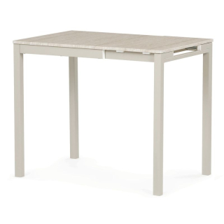 Rozkladací jedálenský stôl, travertin, 60–90 cm, s kovovými nohami