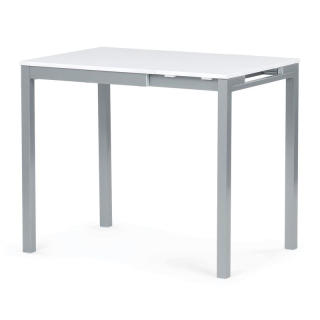 Rozkladací jedálenský stôl, biely, 60–90 cm, s kovovými nohami