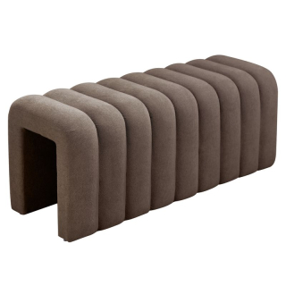Moderná dizajnová lavica, 95 cm, hnedá látka