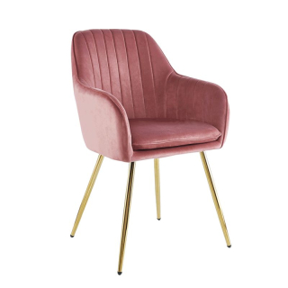 Elegantné dizajnové kreslo, ružová Velvet látka