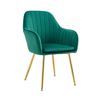 Elegantné dizajnové kreslo, smaragdová Velvet látka
