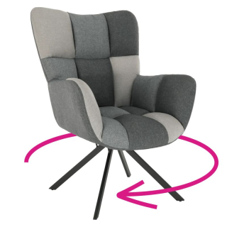 Dizajnové otočné kreslo v patchwork látke
