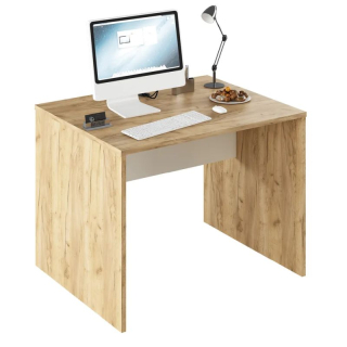 Moderný PC stôl z kvalitnej DTD, dub artisan/biela, 100cm