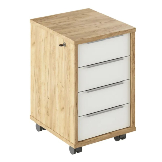 Moderný kontajner so zámkom z kvalitnej DTD, dub artisan/biela