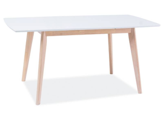 Jedálenský stôl z MDF dosky, biela/dub bielený