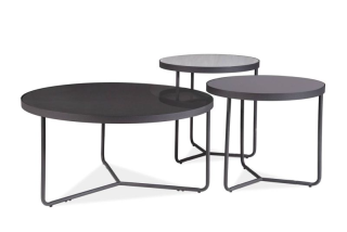 Set konferenčných stolíkov v minimalistickom štýle, svetlo sivá/sivá/čierna