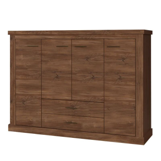 Elegantná komoda 2x šuplík, 4x dvierka, dub stirling