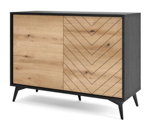 Elegantná moderná komoda K104 čierna-dub evoke