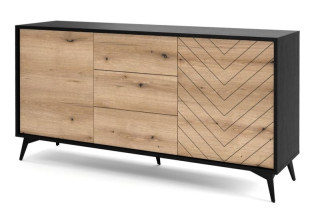 Elegantná moderná komoda KSZ154 čierna-dub evoke